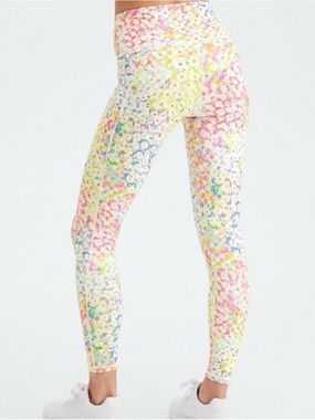 Fabletics PowerHold 7/8 Leggings Small Patchwork Daisy Floral High Waisted